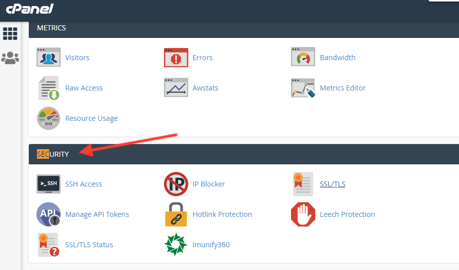 Security Tab in Control Panel