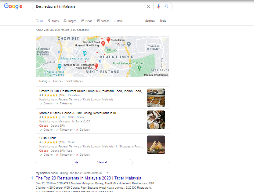 search results