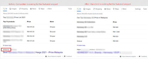 featured snippets